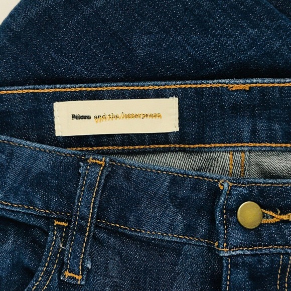 Pilcro & The Letterpress Women's 36 Jeans Dark Blue Feather Print Skinny Leg H - Picture 2 of 5